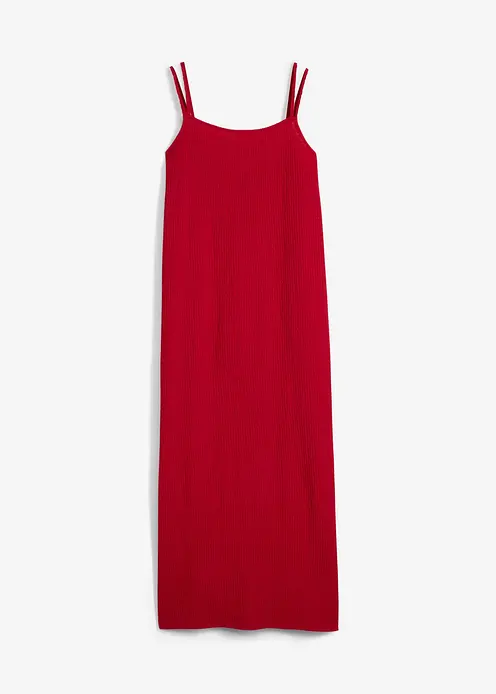 Verstellbares Trägerkleid aus elastischem Crêpe in rot von vorne - bonprix