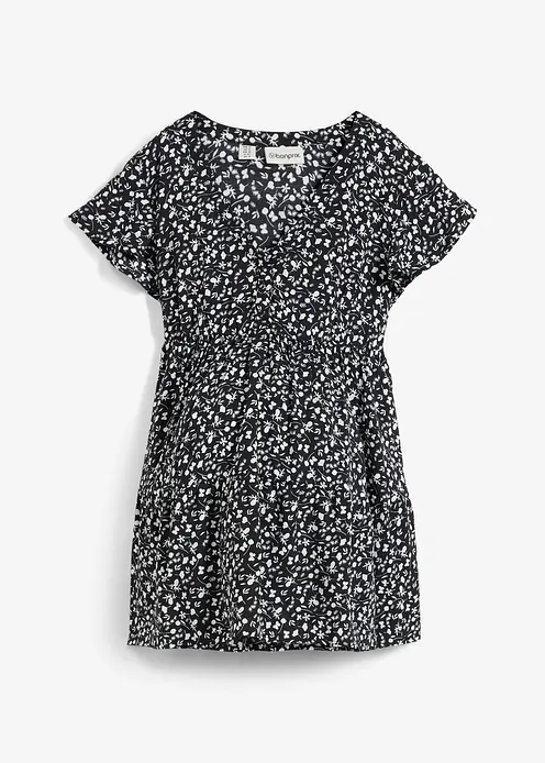 2-in-1 Umstands- und Stillbluse aus fließender Viskose in schwarz von vorne - bonprix