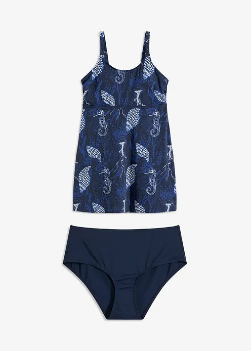 Long-Tankini (2-tlg.Set) in blau von vorne - bonprix