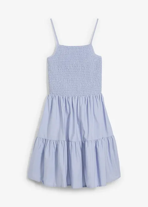Trägerkleid aus reiner Bio-Baumwolle in blau von vorne - bonprix