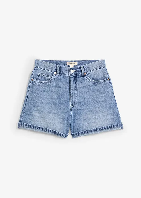Jeans-Shorts High Waist, Low Stretch in blau von vorne - bonprix