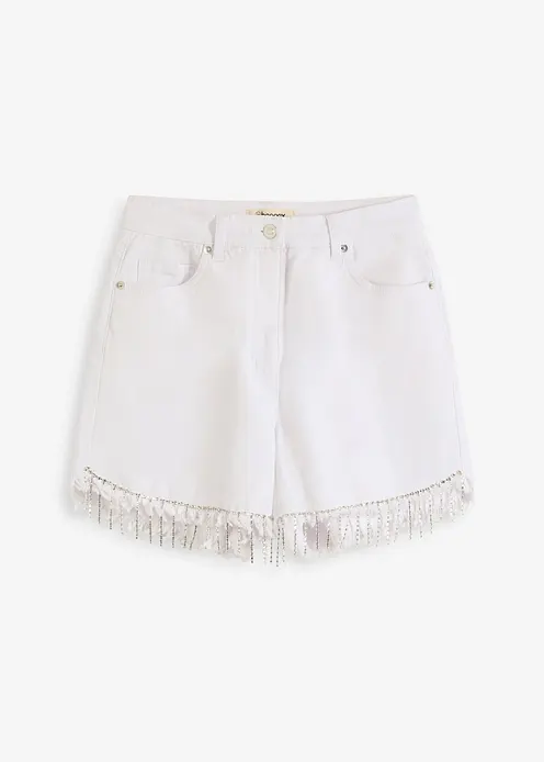 Shorts mit Kettendetail in weiß von vorne - bonprix