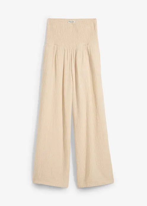 Palazzo-Hose aus Musselin in beige von vorne - bonprix