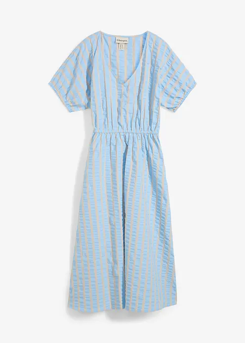 Kleid aus reiner Baumwolle in blau von vorne - bonprix