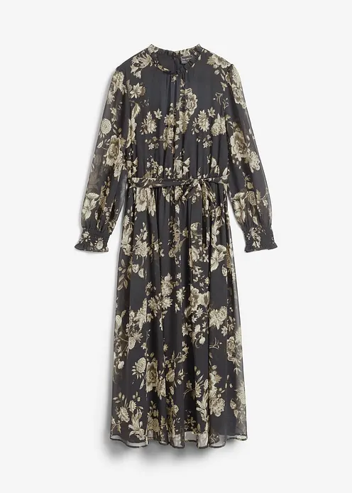 Chiffonkleid in schwarz von vorne - bonprix