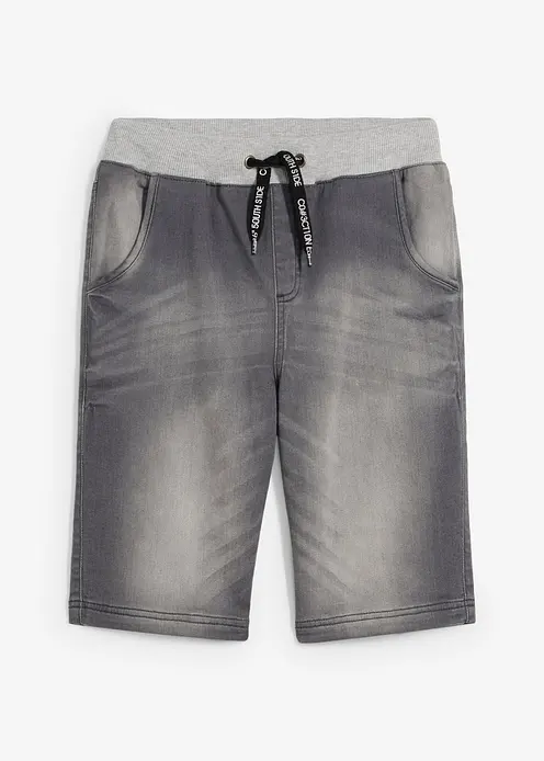 Sweatjeans-Schlupfbermuda, Regular Fit in grau von vorne - bonprix