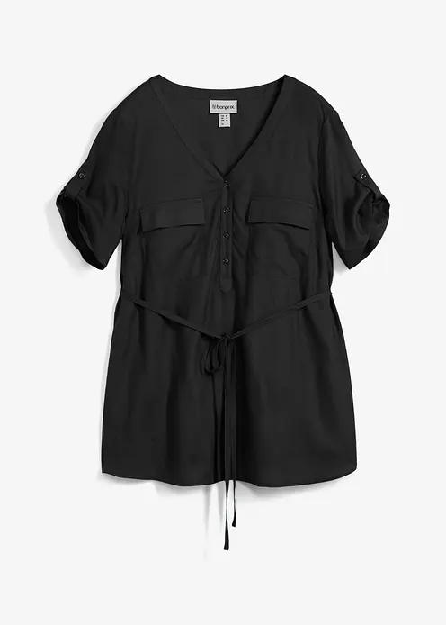 2-in-1 Umstands- und Stillbluse aus fließender Viskose in schwarz von vorne - bonprix