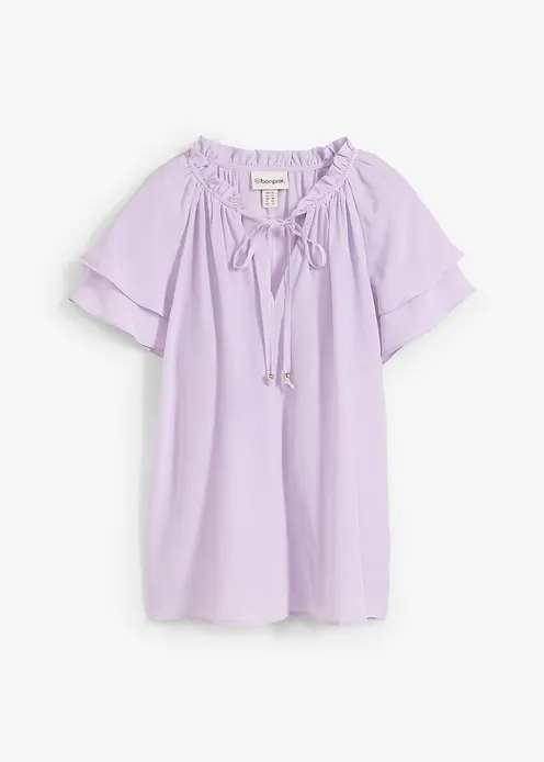 Tunika mit Seidenanteil in lila von vorne - bonprix