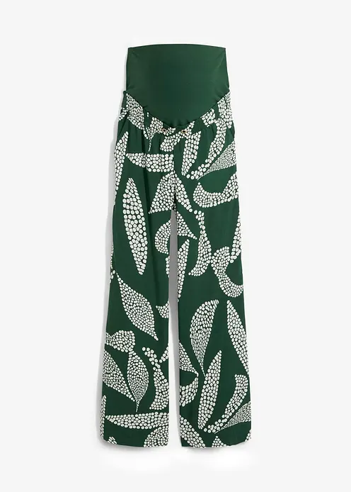 Umstandshose aus fließender Viskose, Loose Fit in grün von vorne - bonprix