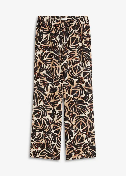 Palazzo-Hose in Leinen-Optik in braun von vorne - bonprix