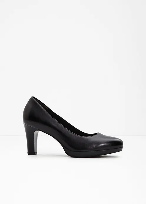 Tamaris Plateau-Pumps aus Leder in schwarz - Tamaris