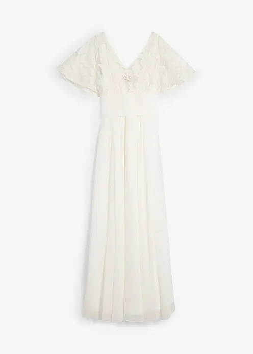 2-in-1 Umstandsbrautkleid mit diskreter Stillfunktion in weiß von vorne - bonprix