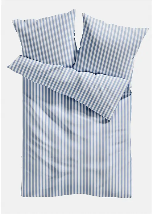 Bettwäsche mit Streifen in blau von vorne - bonprix