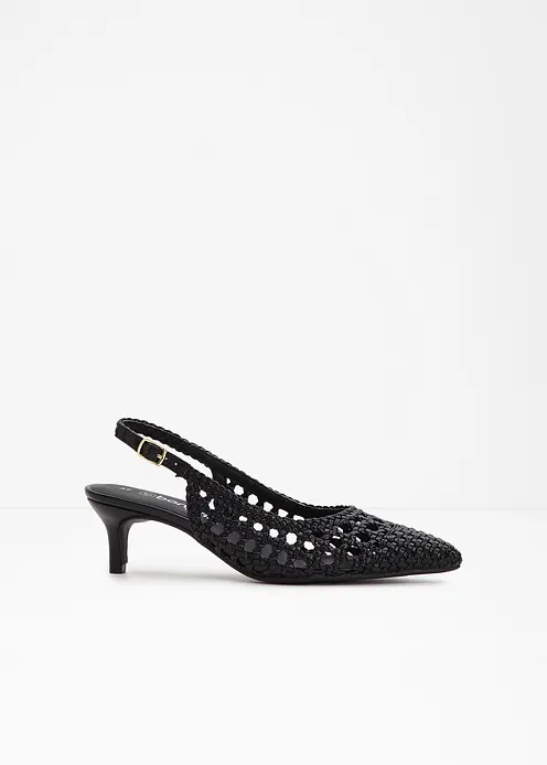 Slingpumps in Flecht-Optik in schwarz - bonprix