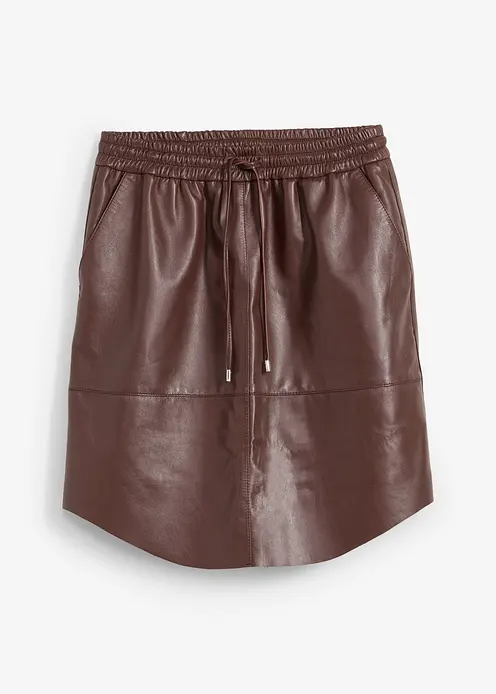 Lederrock aus Lammnappa in braun von vorne - bonprix