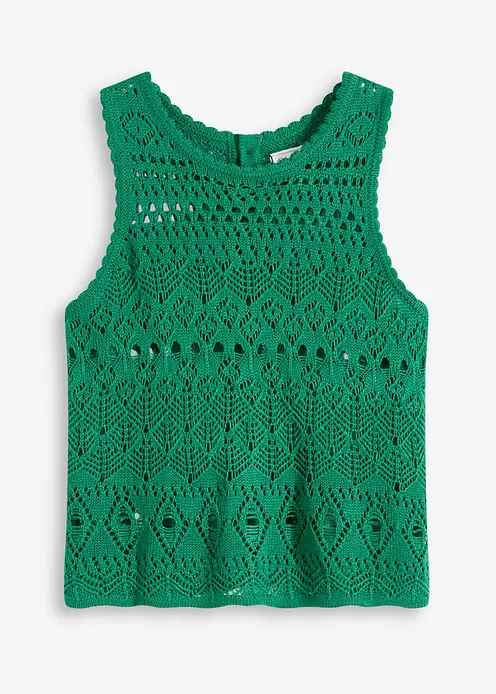 Stricktop mit Lochstrickmuster in grün von vorne - bonprix