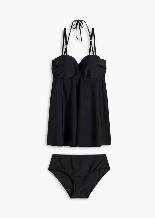 Long Tankini (2-tlg.Set) in schwarz von vorne - bonprix