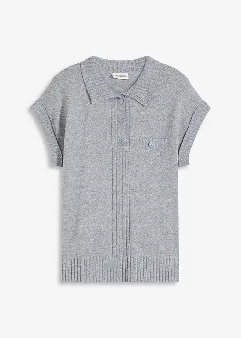 Polo-Pullover mit Baumwolle in blau von vorne - bonprix