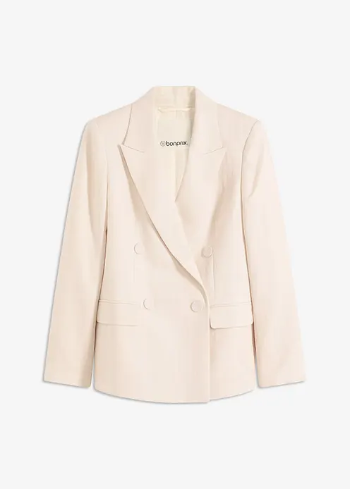 Blazer mit Lyocell im Crinklelook in beige von vorne - bonprix