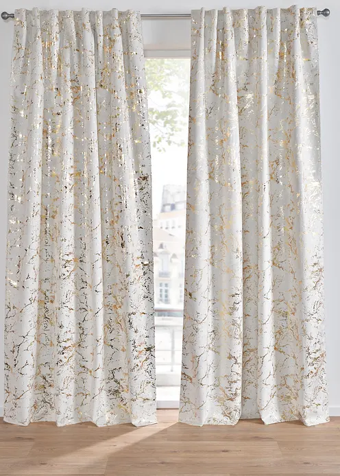 Verdunkelungsvorhang mit samtiger Oberfläche und Glanz (1er Pack) in beige - bonprix