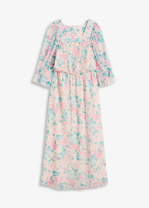 Chiffon-Maxikleid in beige von vorne - bonprix