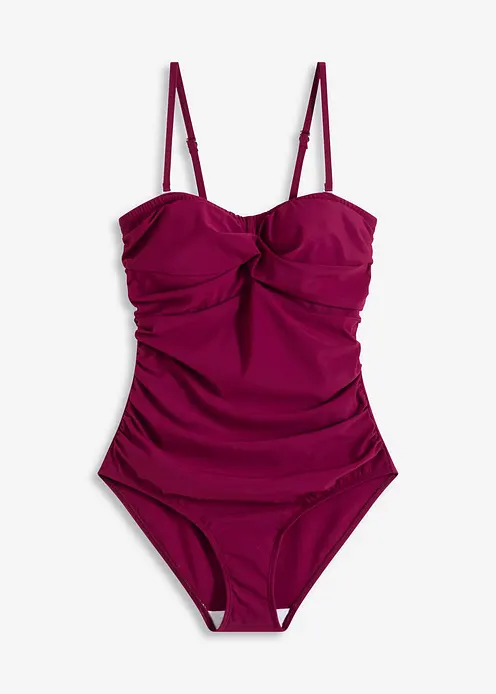 Medium Shape-Badeanzug mit Wickeloptik in lila von vorne - bonprix