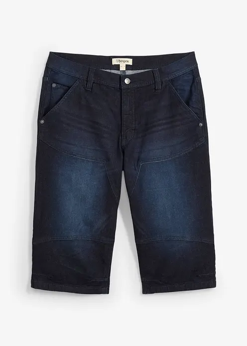 Long-Stretch-Jeans-Bermuda, Regular Fit in blau von vorne - bonprix