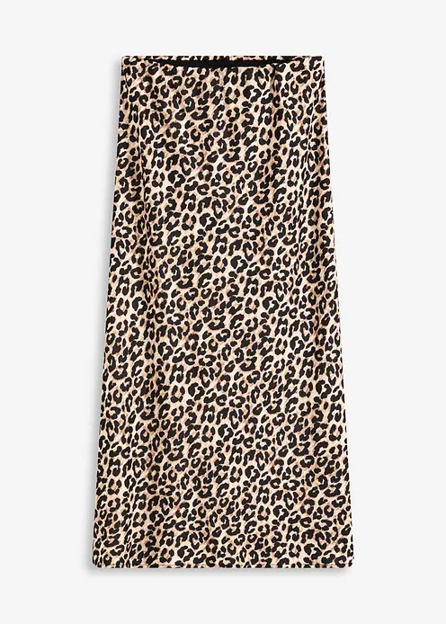 Midirock aus Satin in beige von vorne - bonprix