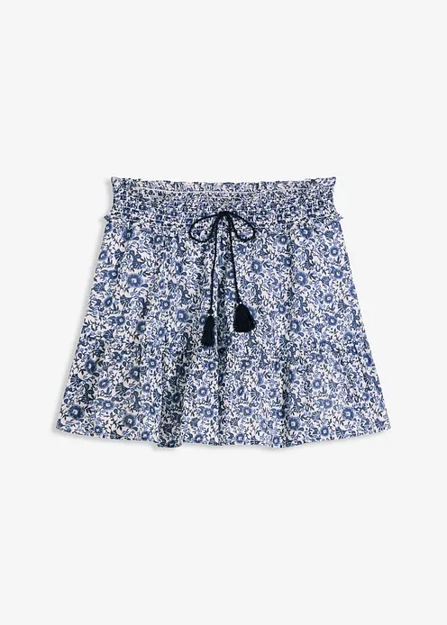 Boho-Minirock aus leichter Baumwolle in blau von vorne - bonprix