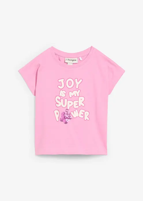 T-Shirt aus reiner Bio-Baumwolle in rosa von vorne - bonprix
