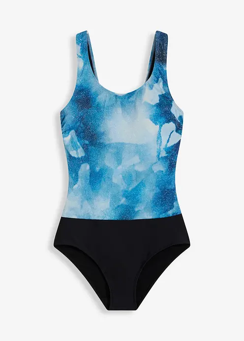 Glitzernder Shape Badeanzug mittlere Formkraft in blau von vorne - bonprix