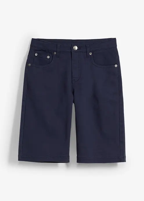 Stretch-Bermuda mit verstellbarem Bund, Regular Fit in blau von vorne - bonprix