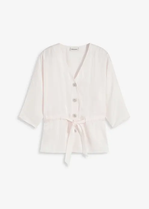 Bluse mit Bindeband in weiß von vorne - bonprix