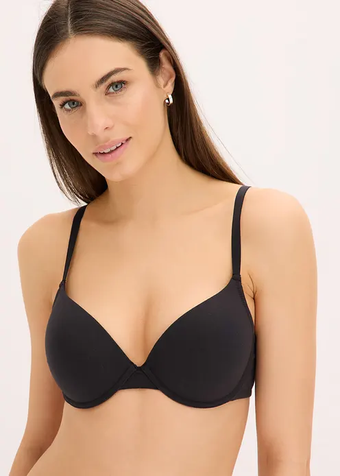 Push-Up-BH mit Bügel mit Baumwolle (2er Pack) in beige von vorne (im Anschnitt) - bonprix