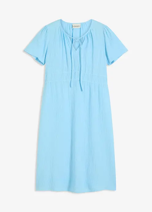 Tunika-Kleid aus Musselin in blau von vorne - bonprix