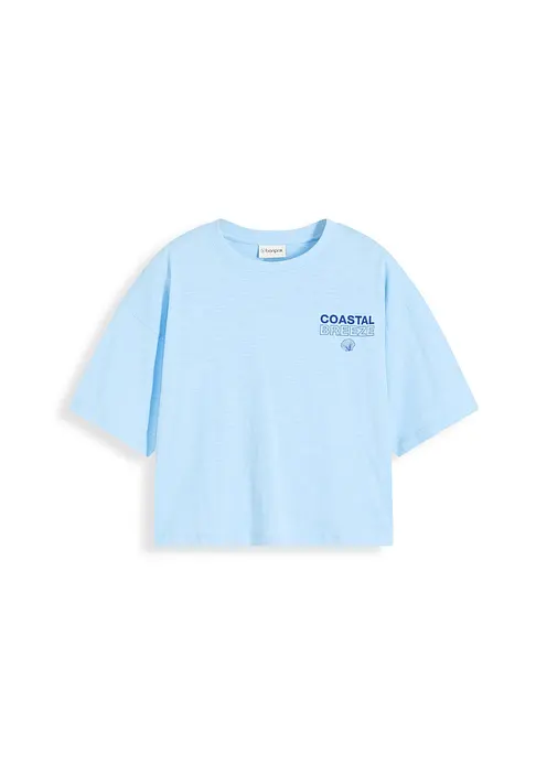 Oversize-Shirt aus reiner Bio-Baumwolle in blau von vorne - bonprix