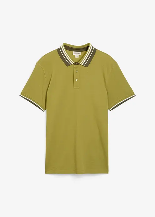 Piqué-Poloshirt aus reiner Bio-Baumwolle in grün von vorne - bonprix
