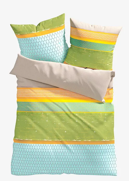 Bettwäsche mit Streifen in blau von vorne - bonprix