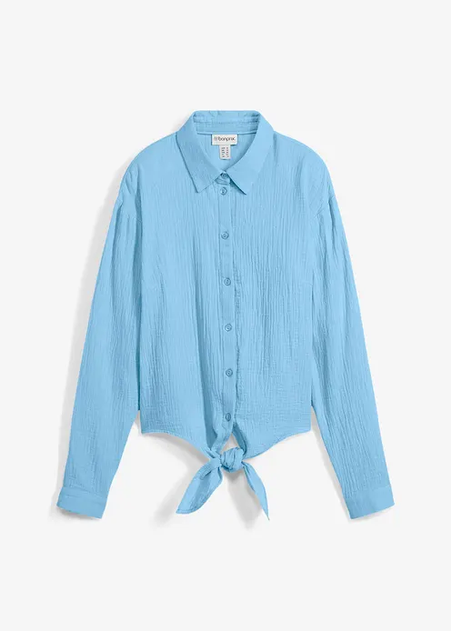 Bluse aus Musselin in blau von vorne - bonprix