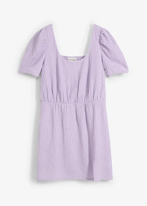 Shirtkleid aus strukturiertem Crêpe in lila von vorne - bonprix