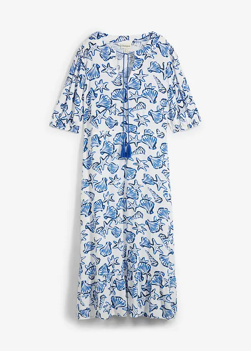 Weites Kleid aus Viskosecrincle in weiß von vorne - bonprix