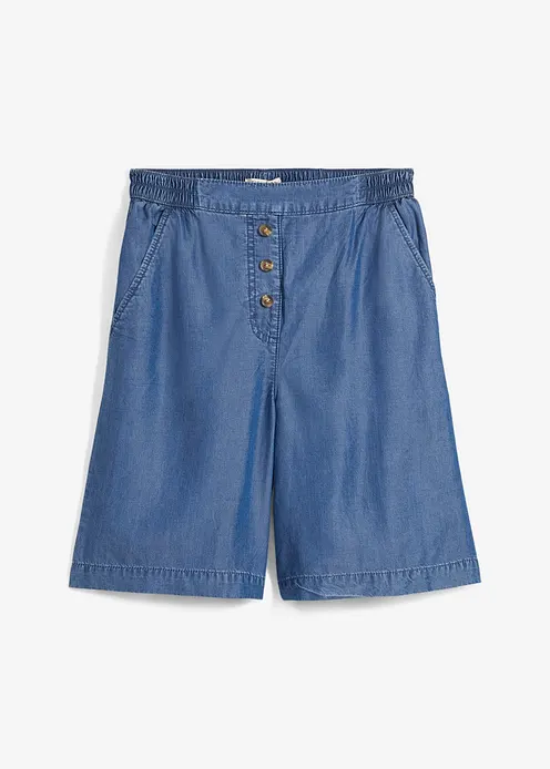 Schlupf-Shorts aus Lyocell in blau von vorne - bonprix