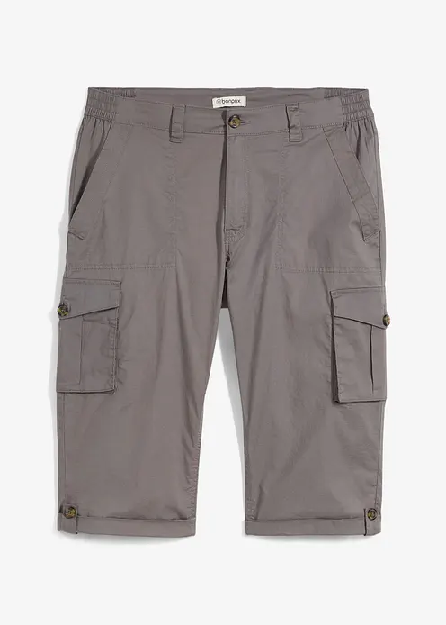 Long-Bermuda mit Komfortbund, Regular Fit in grau von vorne - bonprix