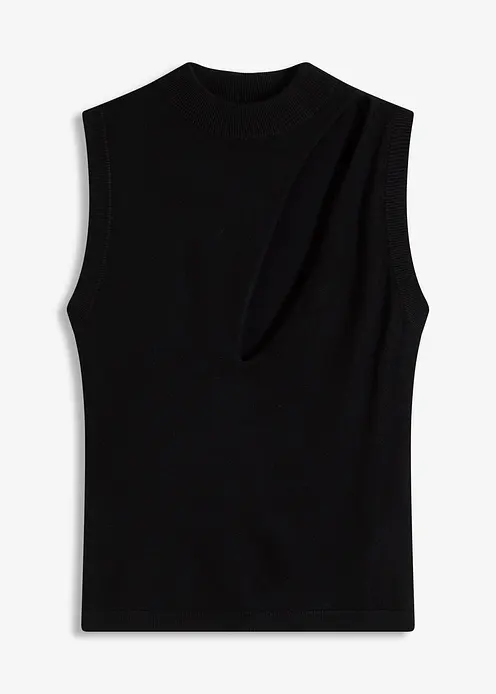 Stricktop mit Cut-Out in schwarz von vorne - bonprix