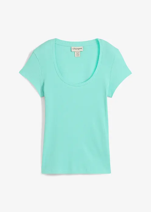 T-Shirt aus reiner Bio-Baumwolle in grün von vorne - bonprix