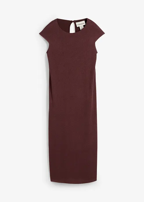 Midikleid in Strickoptik in braun von vorne - bonprix