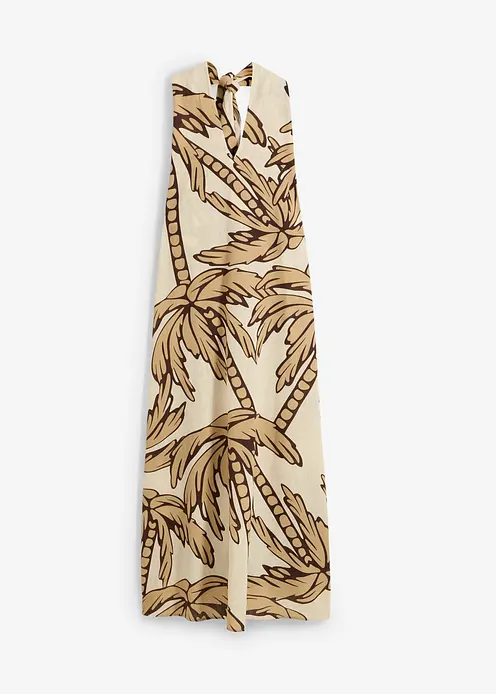 Neckholder-Kleid in A-Linie in beige von vorne - bonprix