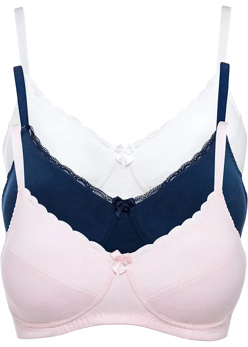 BH ohne Bügel mit Baumwolle (3er Pack) in rosa von vorne - bonprix