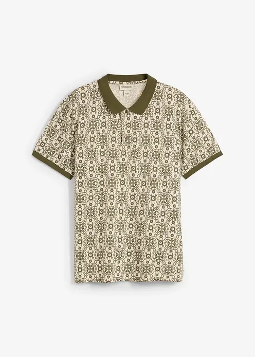 Poloshirt aus Bio-Baumwolle, Kurzarm in beige von vorne - bonprix