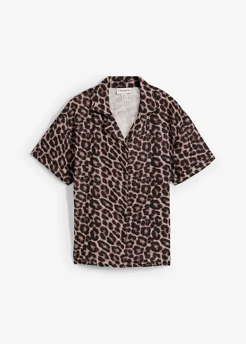 Oversize-Bluse aus Musselin in grau von vorne - bonprix